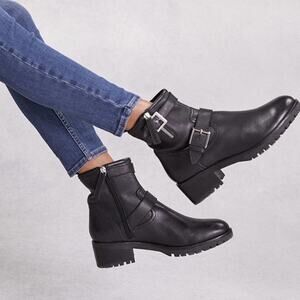The White Company Black Leather Moto Boot